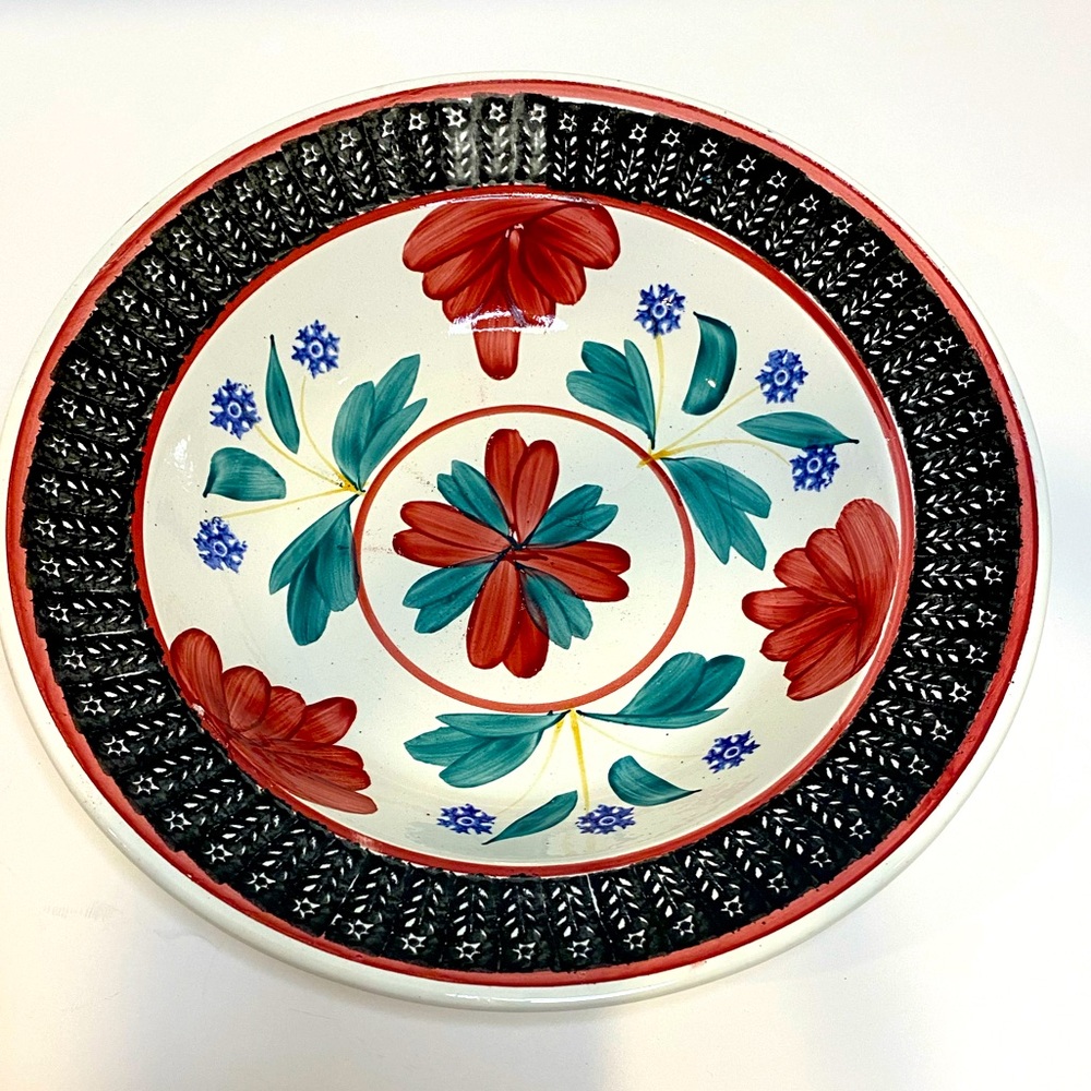 Vintage Belgium Spatterwary Pottery Bowl Dish Serveware Pasta Fruit